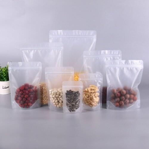 1000pcs 7 Sizes Stand-up Frosted Clear Plastic zipper bags Transparent retail Packaging bags reusable food Snack jewelry bags