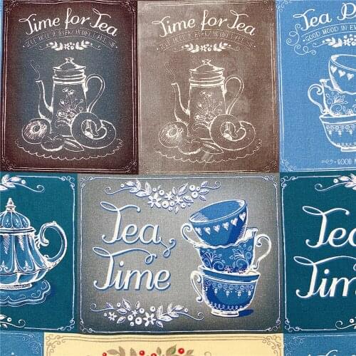 110cmWidth time for Tea Tea Party Cotton Fabrics Patchwork Quilting Material DIY Tissues for tablecloth Pillowcase Sewing