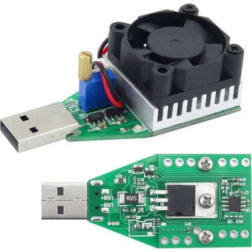 15W Electronic Test Load resistor USB Interface Battery Discharge Capacity Tester with Fan Adjustable Current Module DC 3V-21V