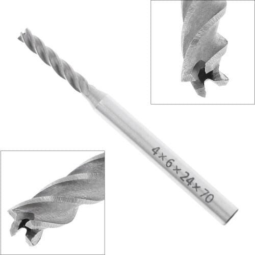 4mm 4 Flute HSS & Aluminum End Mill Cutter with Extra Long Straight Shank for CNC Mold Processing Tool Accessories for Carving