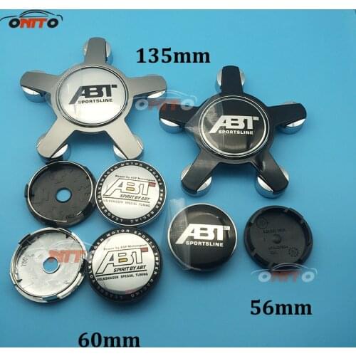 4pcs/set 135mm 60mm 56mm car wheel logo emblem ABT Logo Wheel Dust-proof emblem covers Car Accessories for audi