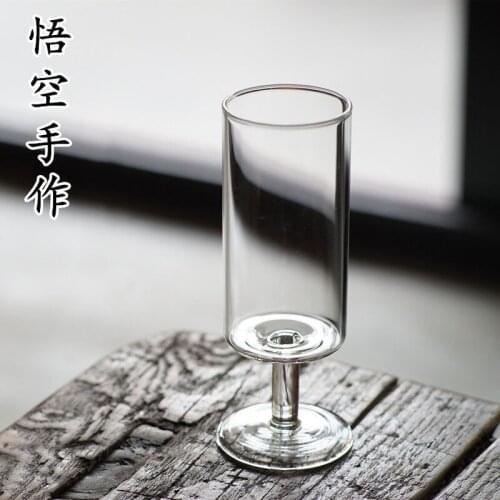 4pcs Japanese handmade ins wind heat-resistant glass goblet green tea cup monkey kuai cup red wine cup tea mat home