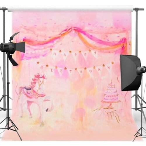 5*6.5ft Birthday Photography Backdrops Vinyl Coloured Ribbon Flags for Kids Photos Sweet Cake Photo Background Studio Newborn