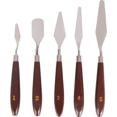 5Pcs / Set Stainless Steel Spatula Kit Palette Gouache Supplies For Oil Painting Knives Fine Arts Painting Tool Kit GK99
