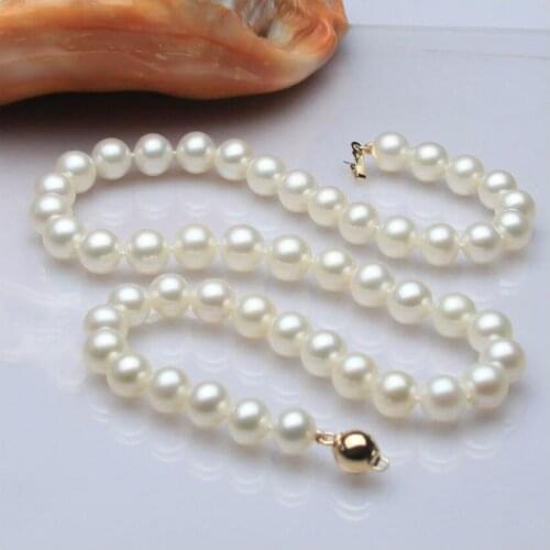 9-10mm white cultured pearl necklace
