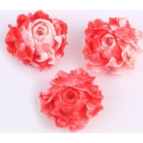 5pcs Acrylic carved flower for DIY jewelry making loose beads FPPJ wholesale beads nature gem stone