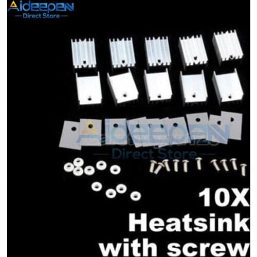 10Pcs/lot TO-220 Aluminum Heatsink Heat Sink Radiator Cooling cooler For Electronic Chip IC LED Computer With Screws 20x15x11