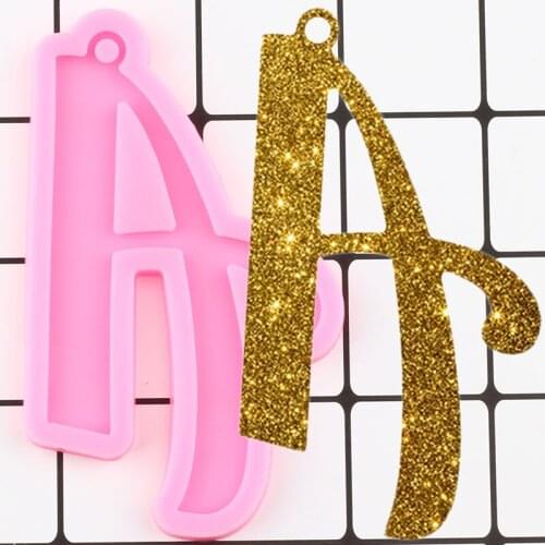 Shiny Letter A Silicone Mold Epoxy Resin Craft Keychain Molds Polymer Clay DIY Jewelry Making Mould Pendant Handmade Charms