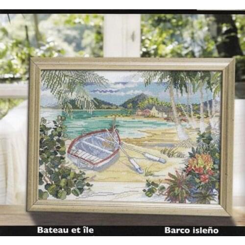 -bucilla 45633 boats on the island 44-35 Cross Stitch Set DIY Kit Embroidery Needlework Craft Packages Cotton Fabric Floss