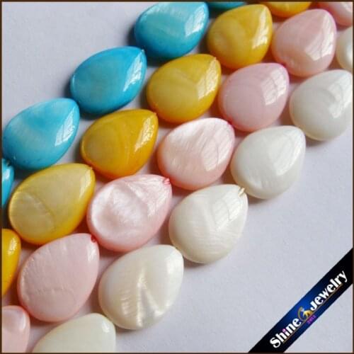 Wholesale 17x13mm Natural Hand Grind Pear Shape 4 Color Shell MOP Gems Loose Beads Strand 15" DIY Creative Jewellery Making