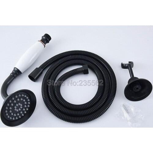 Black Oil Rubbed Bronze Telephone Style Ceramics Hand Held Shower Head Hand-held Sprayer & 1.5M Hose & Wall Bracket Lhh066