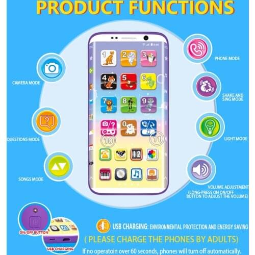 2021 Kids Smart Charging Phone Toy Music Sound Light Simulation Mobile Children Creativity Early Educational Toy