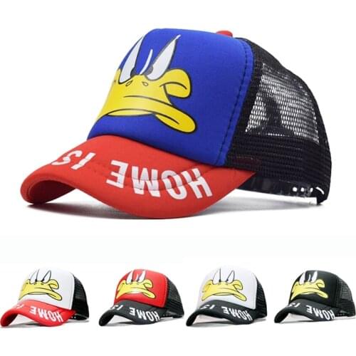 2-8Children Baseball Caps Baby Girls Sun Visor Hats Boys Snapback Casquette Gorras Cartoon Duck Kids Summer Mesh Cap Hip Hop Cap