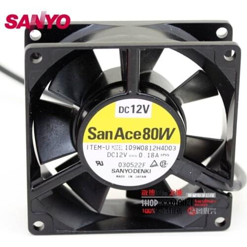 For SANYO New Waterproof 109W0812H4D03 12V 0.18A 8025 8cm 80mm cooling fan 80*80*25mm