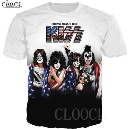 2021 Popular KISS Band T Shirt For Men Women 3D Print Anime Hip Hop Summer Short Sleeve Sweatshirts Oversized T-shirts Pullovers