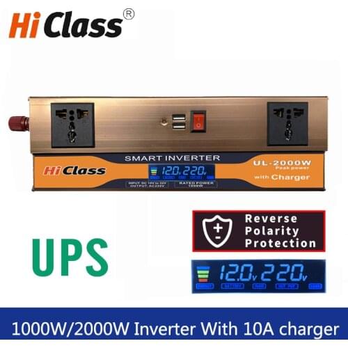 Lcd Display Inverter 1000W 2000W Inverter 12 V 220 V Voltage Transformer Dual 5V USB 12V 24V Solar Inverter With 10A Charger