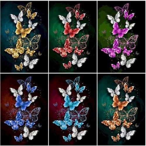 GATYZTORY Painting By Number Multicolour Butterfly Drawing On Canvas HandPainted Art Gift DIY Pictures By Number Animal Kits Ho