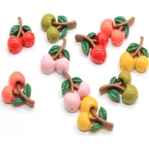 Kawaii Fruit Cherry Resin Miniature Food Art Supply Flatback Cabochon DIY Hair Bow Center Scrapbooking