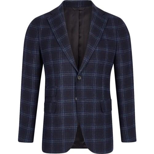 Plaid Mens Suits Jacket Navy Custom England Style Smart Casual Business Singal Breasted Party Evening Wedding Wear