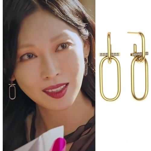 Korean Drama Penthouse Kim So-yeon Same style 2021 fashion new style elegant oval long high quality Trendy Lovely Retro Unique