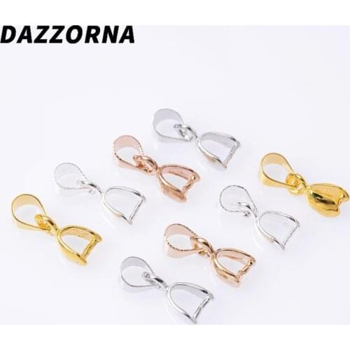 50Pcs/Lot 4*15mm Plated Pendants Clasps Clips Bails Connectors Copper Charm Bail Beads For DIY Jewelry Making Accessories