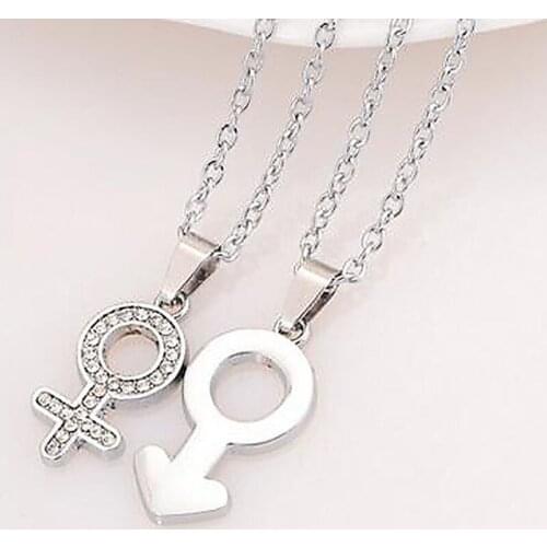 Fashion Lovers Heart Pendant Necklace Crystal Heart Couple Pendant Necklace