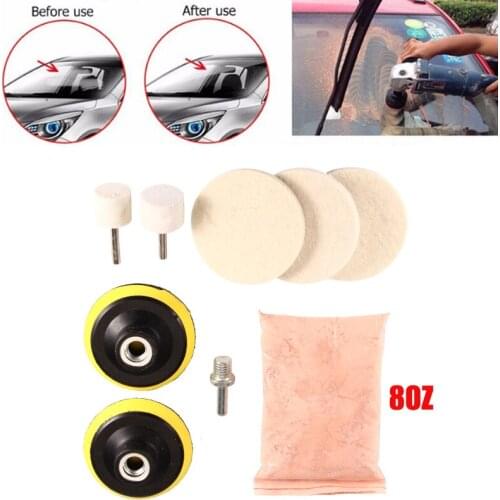 9Pcs/Set 8Oz Cerium Oxide Powder Watch Car Glass Polishing Kit Glass Scratch Removal Polishing Pad And Wheel 75mm Backing Pad