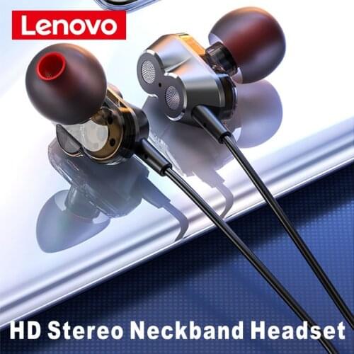 Lenovo HE08 Dual Dynamic HIFI Stereo Bluetooth Earphone Neckband Wireless Earphones With Microphone 4 Speakers Sports Earphone