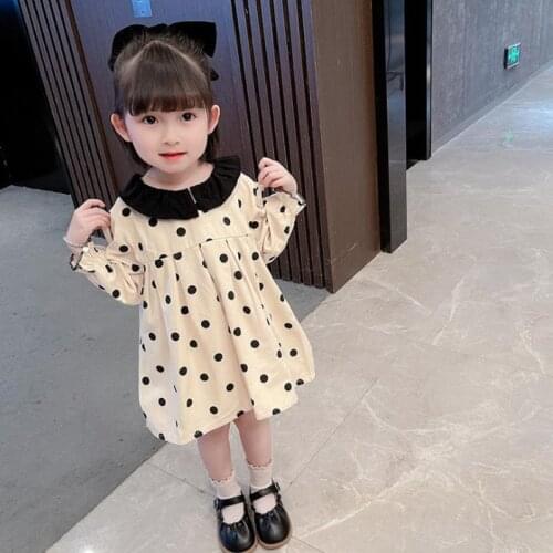 New Arrival Girls Dresses Spring Autumn Cotton Long Sleeve Toddler Party Dress Fashion Dot Print A-line Dress Children Clothes