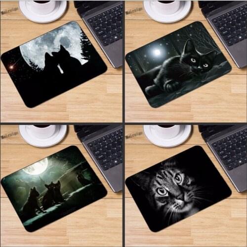 Mairuige Black Cat Customized Rectangle Non-Slip Rubber fast printing gaming durable notebook mouse pad size 180mmx220mmx2mm