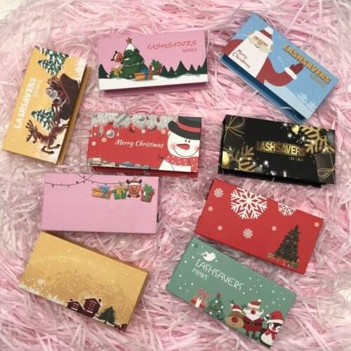 Christmas Custom Lash Packaging Label Makeup Mink Lashes Case for 25mm Eyelashes Wholesale Bulk Cheap Lashes Storage Packaging