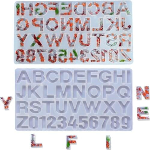 Crystal Epoxy Resin Mold Alphabet Letter Number Pendant Casting Silicone Crafts