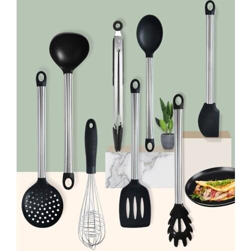 Silicone Kitchenware Non-stick Cookware Cooking Tool Spatula Ladle Egg Beaters Shovel Spoon Soup Kitchen Utensils Set OK 1167
