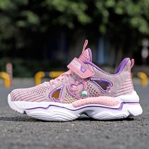 2020 Girls Sports Shoes Autumn New Childrens Double Net Breathable Big Kids Students Pink Wild Childrens Shoes Casual 27-37