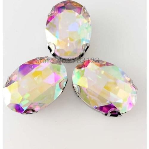 Crystal AB Rhinestones D shape claw rhinestone,oval flatback sew on stone,diy/Clothing & Accessories