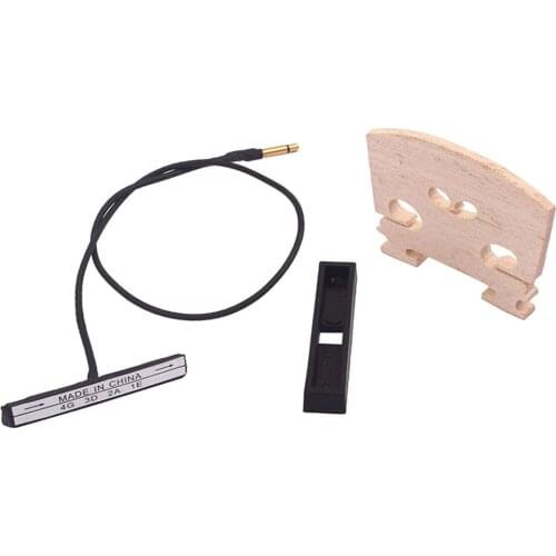 Violin Parts Bridge with Rod Violin Pickup Piezo Base Set for 4/4 Violin Instrument Replacement
