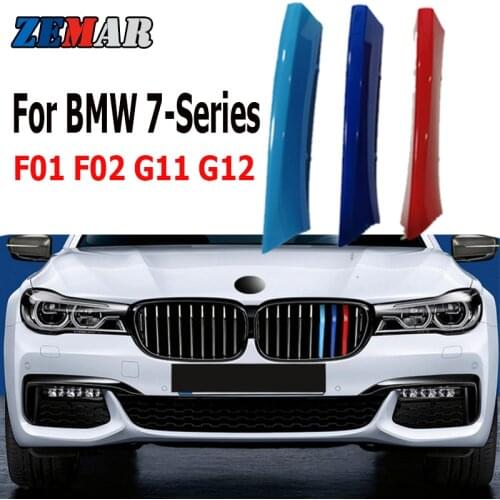 ZEMAR 3pcs ABS For BMW F01 F02 G11 G12 Series 7 Car Racing Grille Strip Trim Clip M Power Performance Accessories 13-19 2020