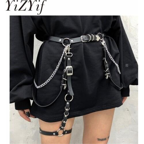 Women Gothic PU Leather Garter Belt Waist Bondage Waist Straps Fashion Street Punk Rock Stylish Accessories Leg Suspenders Strap