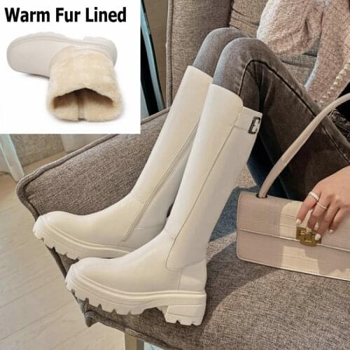Sianie Tianie 2021 Winter Extreme Cold Weather Woman Shoes Faux Plush Fur Lined Knee Platform Knee High Russia Snow Boots Women