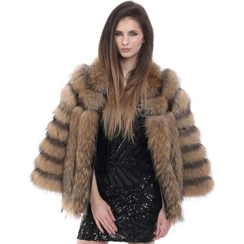 Women Fur Coat Jacket Winter Warm Fashion Jacket Premium Quality Raccoon Fur Overcoat Plus Size Outwear Customized