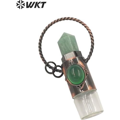 WT-P1684 New women fashion vintage Antique copper plated with Natural stone perfume bottle pendant for necklace
