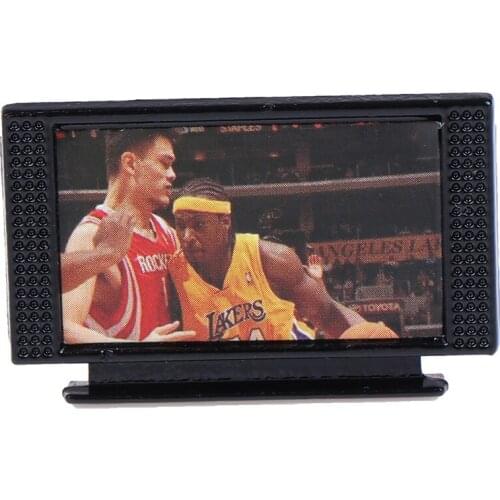 1Set Dollhouse Miniature Wide Screen Television Flat-Panel LCD TV Remote Gray Classic Pretend Play Toys for Child