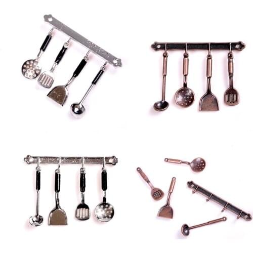 1set 1/12 Scale Dollhouse Miniature Metal Frypan Frying Pans Cooking Pot Cookware Kitchen Accessories