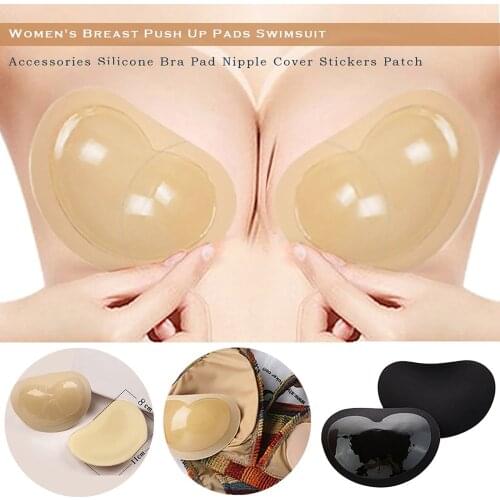 1Pair Womens Sticky Bra Thicker Sponge Bra Pads Girls Breast Push Up Enhancer Removeable Adding Inserts Cups for Bikini Swimsuit