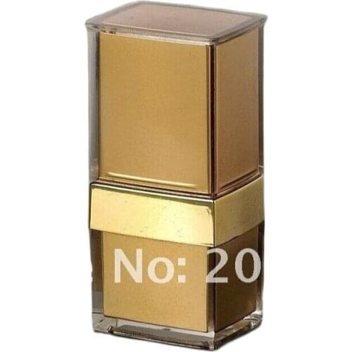 15ML gold square shape press pump lotion bottle, press pump bottle