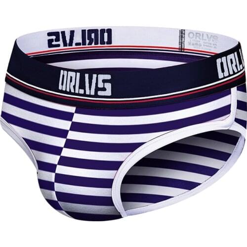 2PCS/LOT Brand Fashion Stripe Men Underwear Briefs Cotton Sexy Men Underpants Men Briefs Bikini Low Waist U Convex For Gay