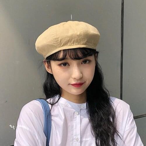Beret female Korean version of the Japanese double-sided British retro pattern painter hat autumn travel Free Shipping