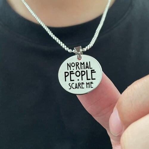 BLINGPAW Stainless Steel Pendant Neckalce Normal People Scare Me Keychain Bag Ornaments Tag Gold Silver Gold Silver Black