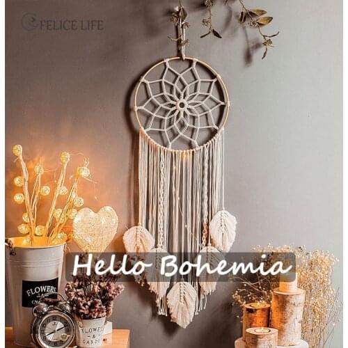 Bohemian Chic Macrame Wall Hanging Tapestry Mandala Moon Dreamcatcher Wall Decor Boho Woven Knitted Tapestries Home Decoration