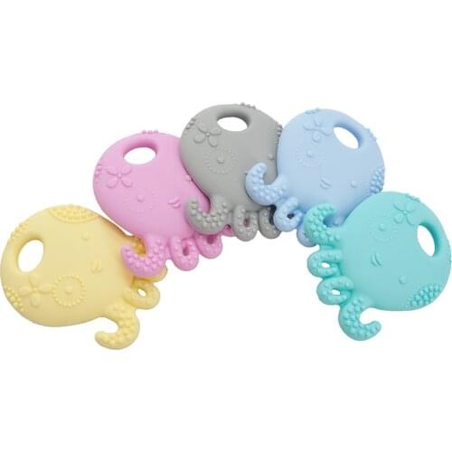 Chenkai 10PCS Baby Silicone Octopus Shaped Teethers BPA Free Bady Animals Teething DIY Nursing Tooth Training Toys For Kids